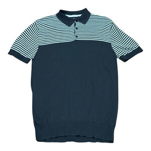 Brave Soul Polo Shirt Mens Large Navy Stripe MK-279EISNER Cotton Casual